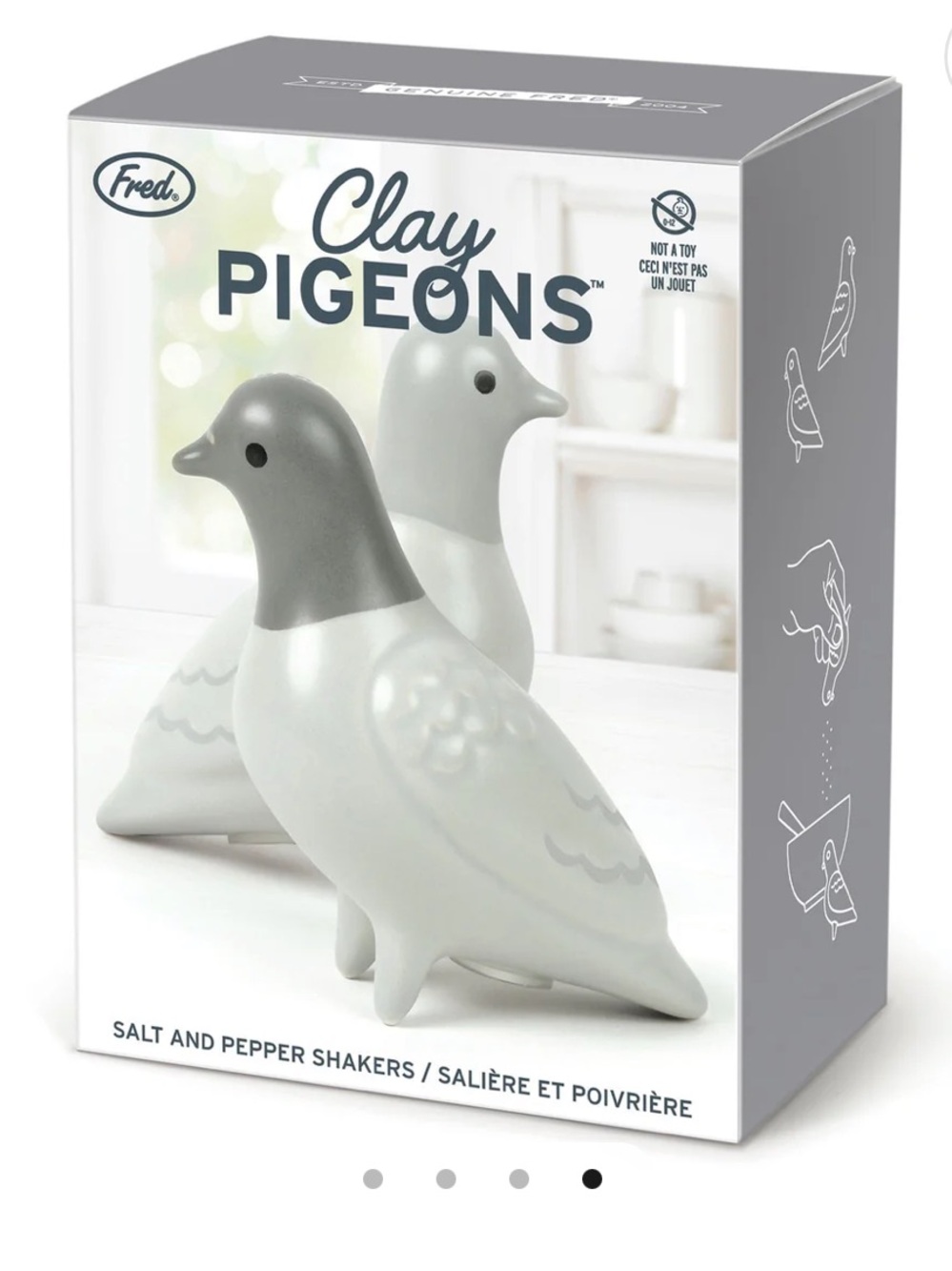 Fred Ceramic Clay Pigeon Salt & Pepper Set - Picture 4 of 8